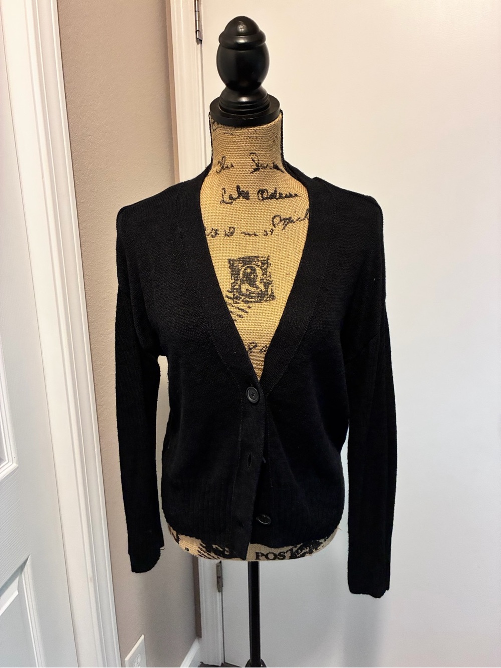 Banana Republic Black V-Neck Button Cardigan